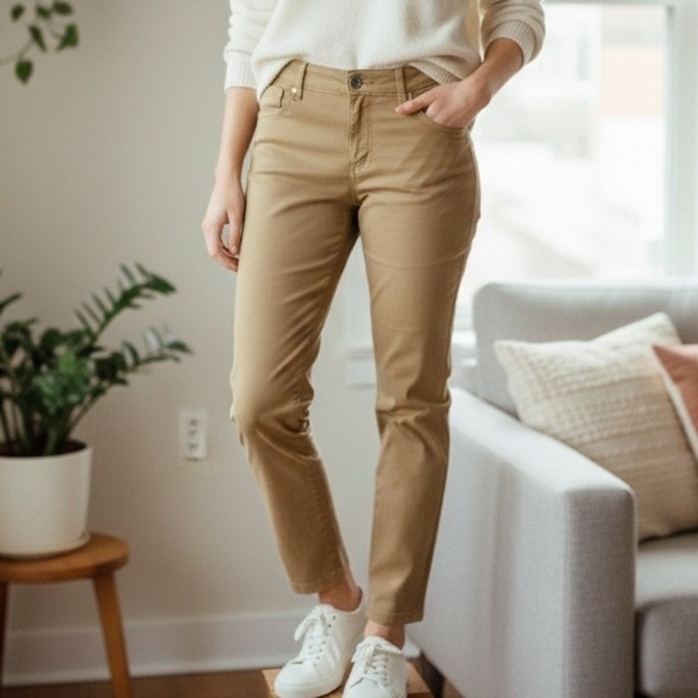 J.‎ Crew Chino Pants Tan Straight Leg Women's Cotton Blend - Size 2